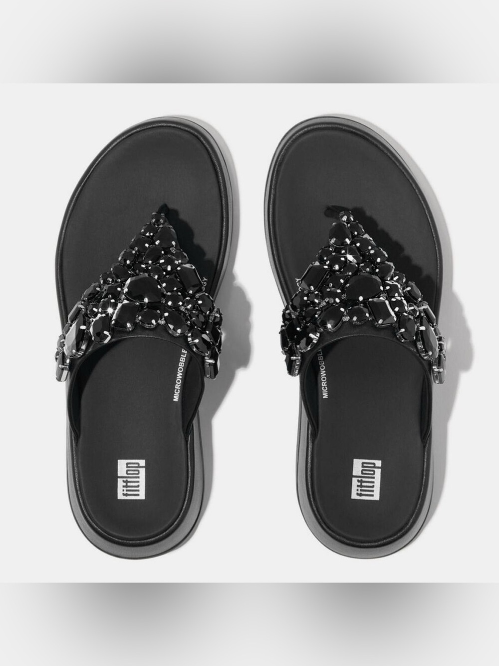 Fit Flop F-Mode Jewel-Deluxe Flatform Sandals in Black Size: 7 - Picture 5 of 5
